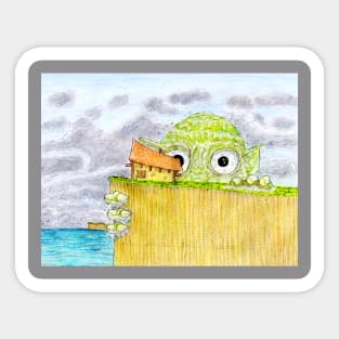 Cliff Climbing Sea Monster Sticker